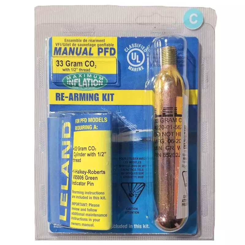 Leland 840AMU-Manual, 33 Gram CO2, 1/2", Inflatable PFD Rearming Kit