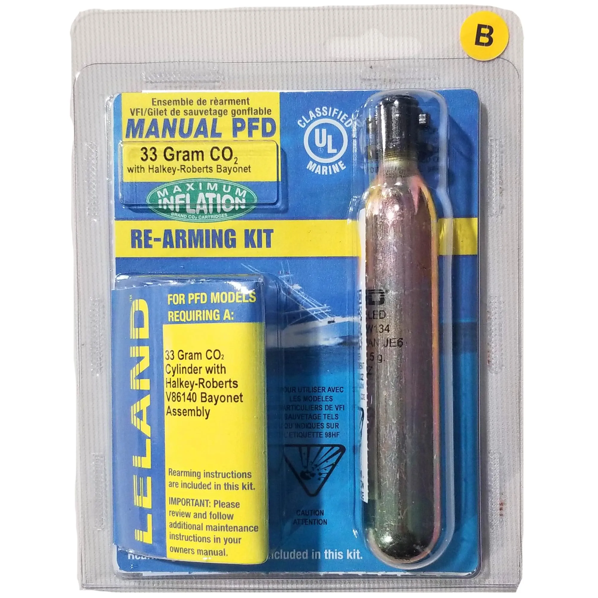 Leland Maximum Inflation V86160-85202Z 33-Gram Inflatable Life Vest Rearming Kit with Bayonet - Manual