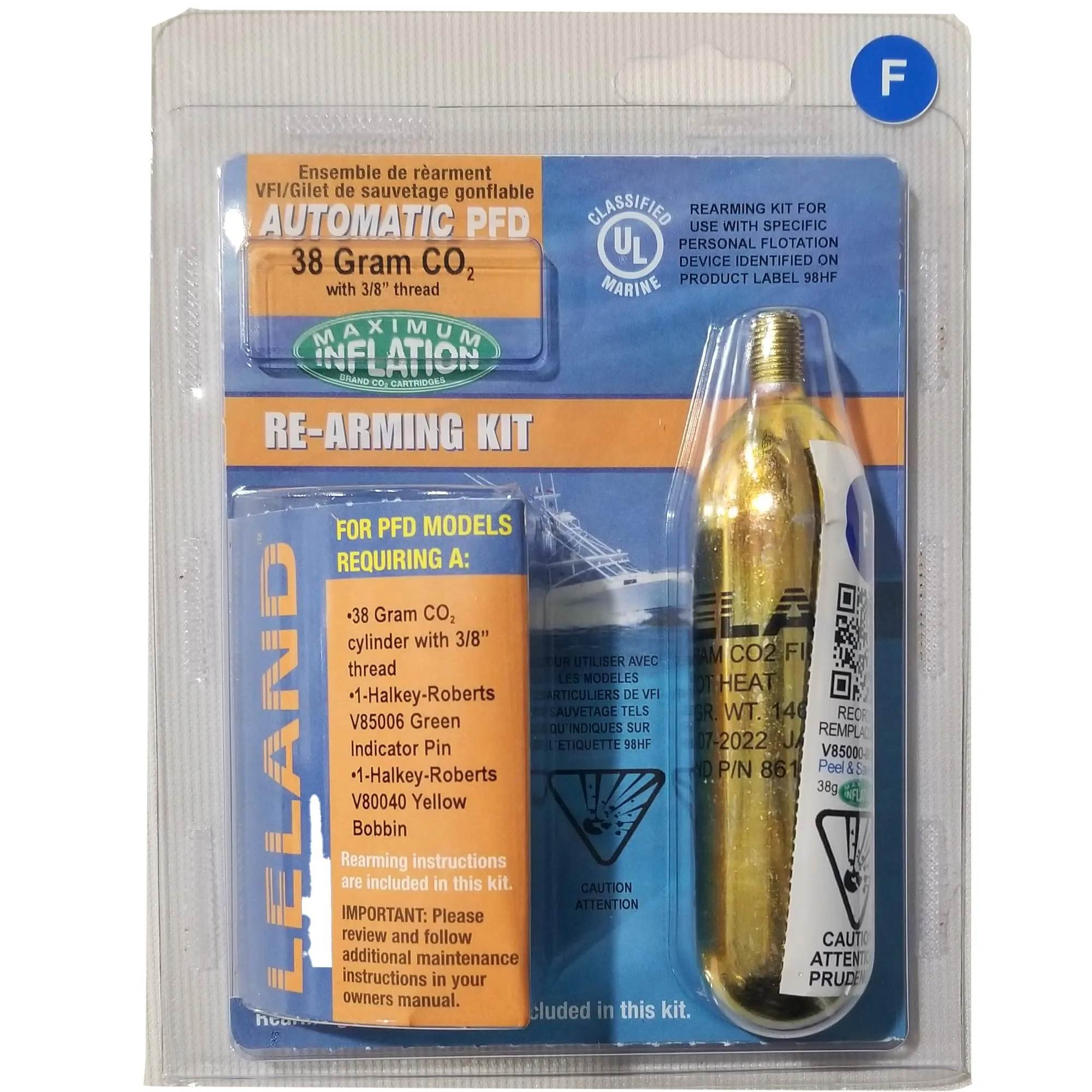 Leland Maximum Inflation V85000-86121Z 38-Gram Inflatable Life Vest Rearming Kit for V85000 Series - Auto