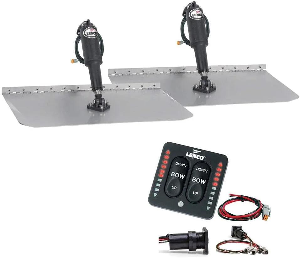 Lenco 12" x 12" Standard Trim Tab Kit w/LED Integrated Switch Kit 12V