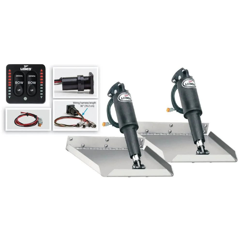 Lenco 12" x 12" Edgemount Trim Tab Kit w/LED Indicator Switch Kit 12V
