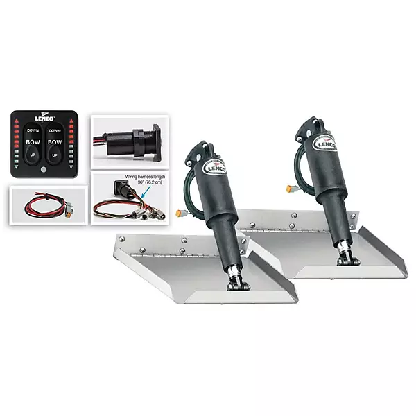 Lenco 12" x 12" Edgemount Trim Tab Kit w/LED Indicator Switch Kit 12V