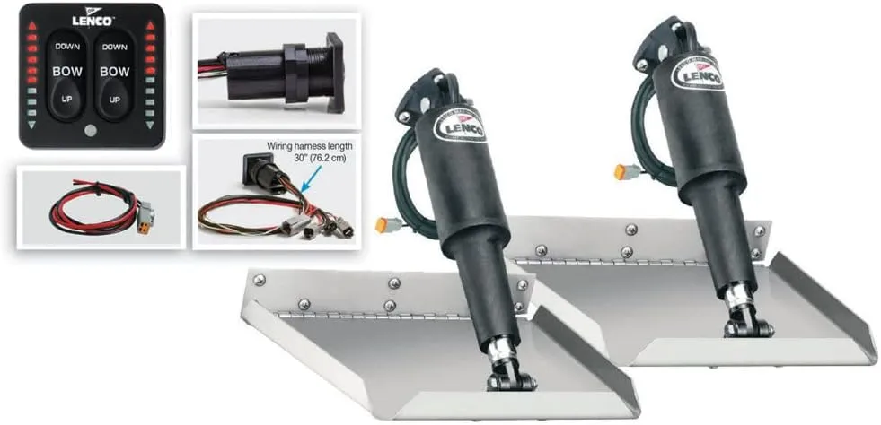 Lenco 12" x 12" Edgemount Trim Tab Kit w/LED Indicator Switch Kit 12V