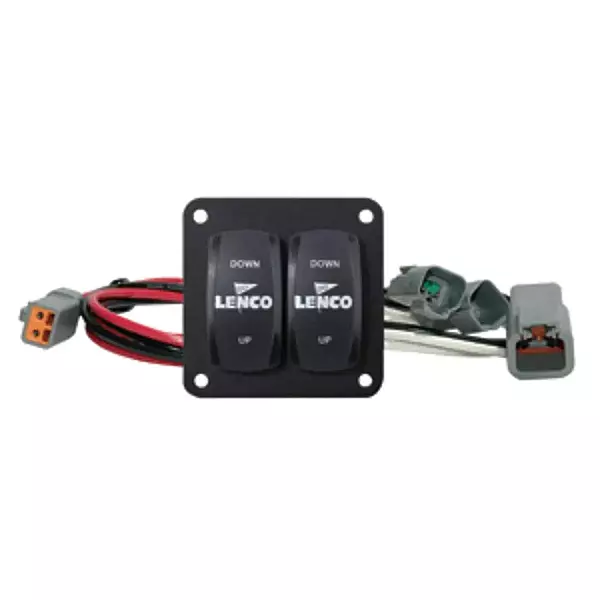 LENCO MARINE Trim Tab Switch Kit, Double Rocker, 2-Position, Hinge Lever Actuator, Black, Manual Operation