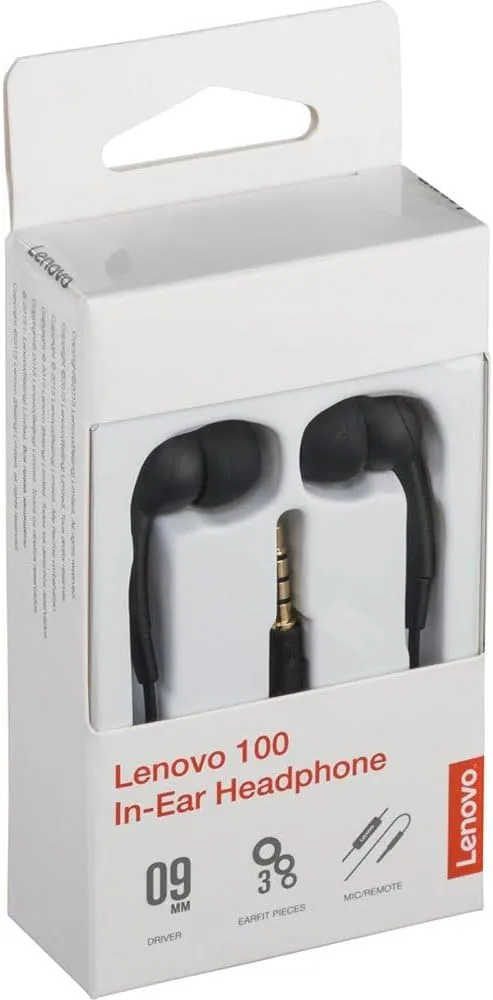 LENOVO In-Ear Wired Headphones with Microphone and 9mm Drivers
