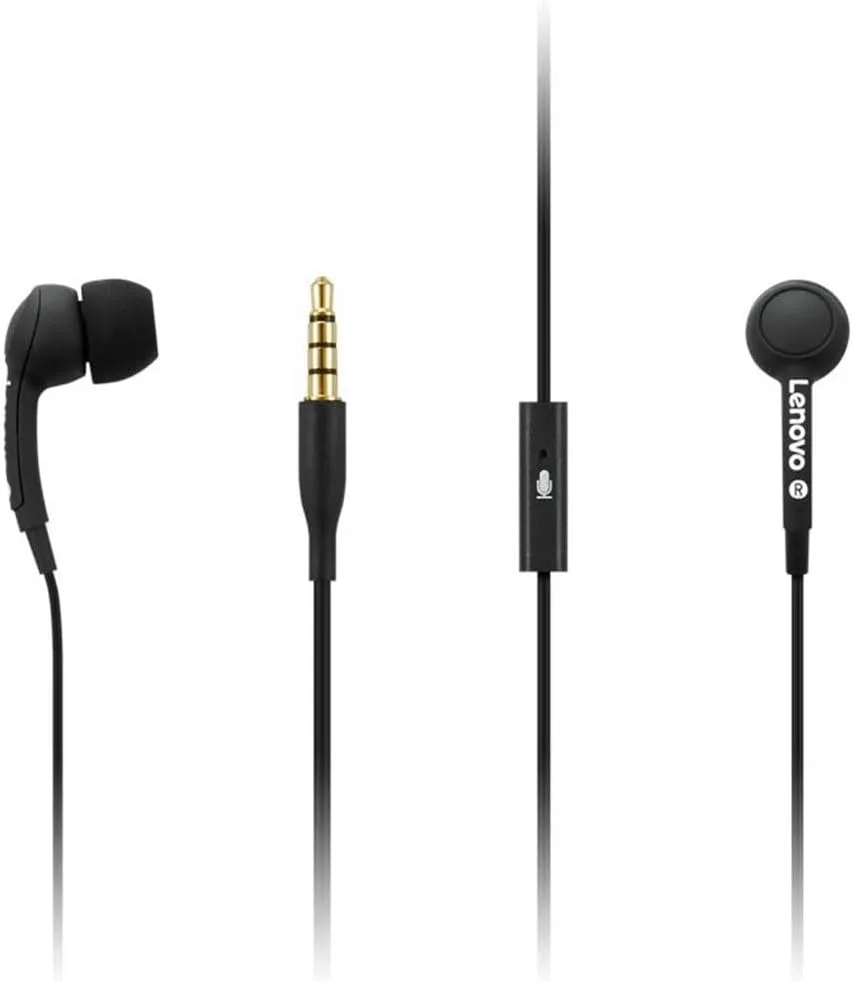 LENOVO In-Ear Wired Headphones with Microphone and 9mm Drivers