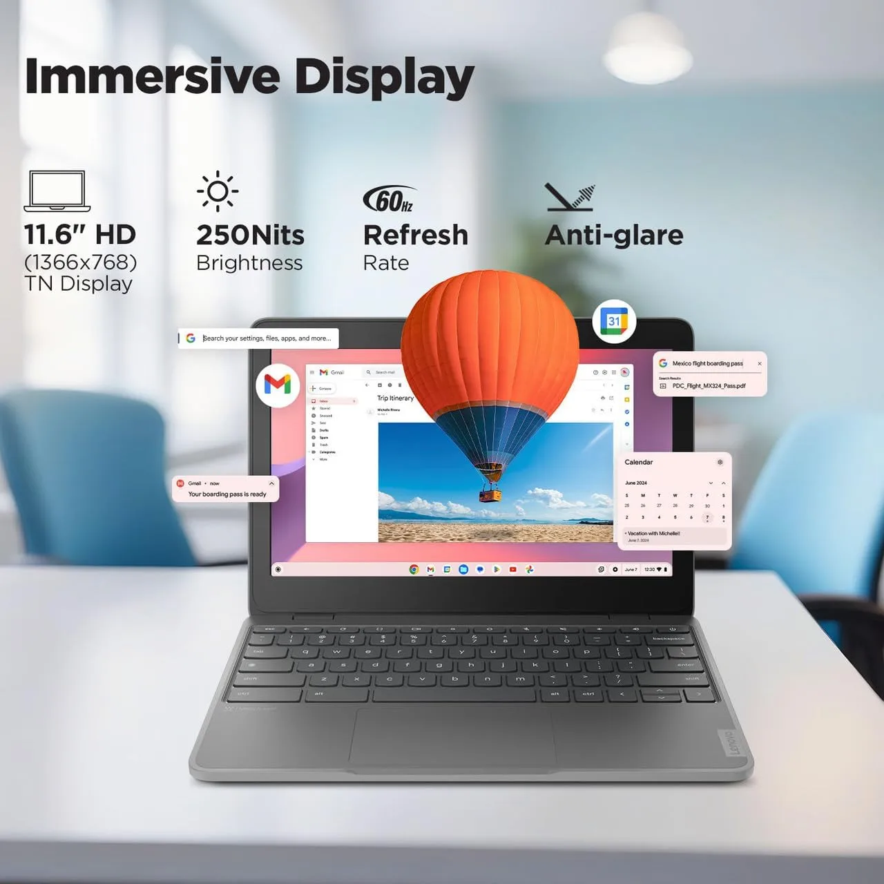 Lenovo 100e Chromebook Gen 4 82W0001FUS 11.6" Chromebook - HD - Octa-core (ARM Cortex A76 + Cortex A55) - 8 GB