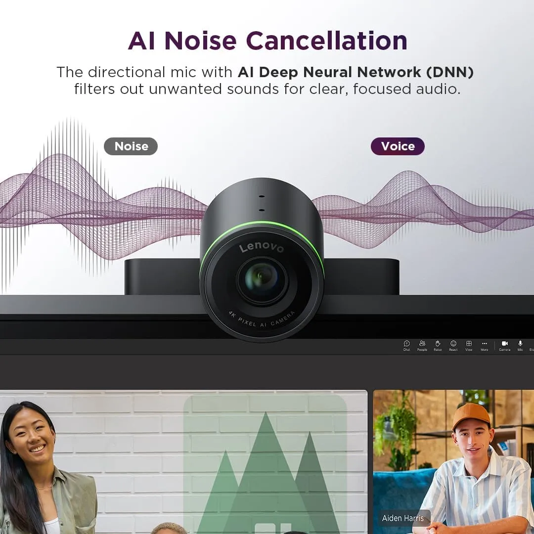 Lenovo 2K Pro Webcam — AI Noise Cancellation, 2K Resolution, 4X Zoom, Privacy Shutter