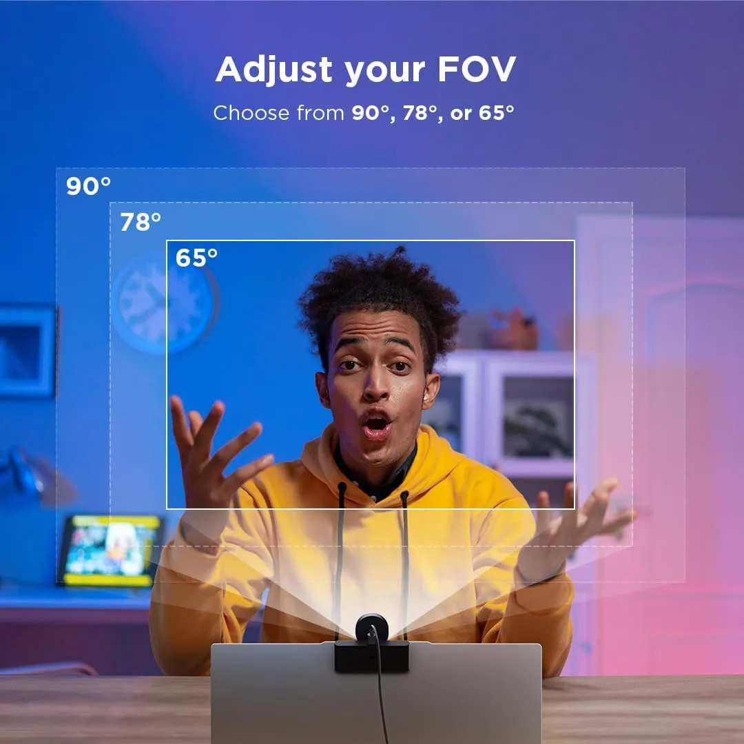 Lenovo 2K Pro Webcam — AI Noise Cancellation, 2K Resolution, 4X Zoom, Privacy Shutter
