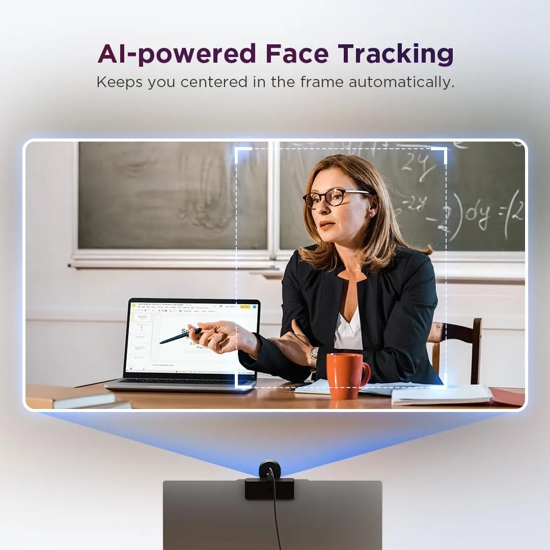 Lenovo 2K Pro Webcam — AI Noise Cancellation, 2K Resolution, 4X Zoom, Privacy Shutter