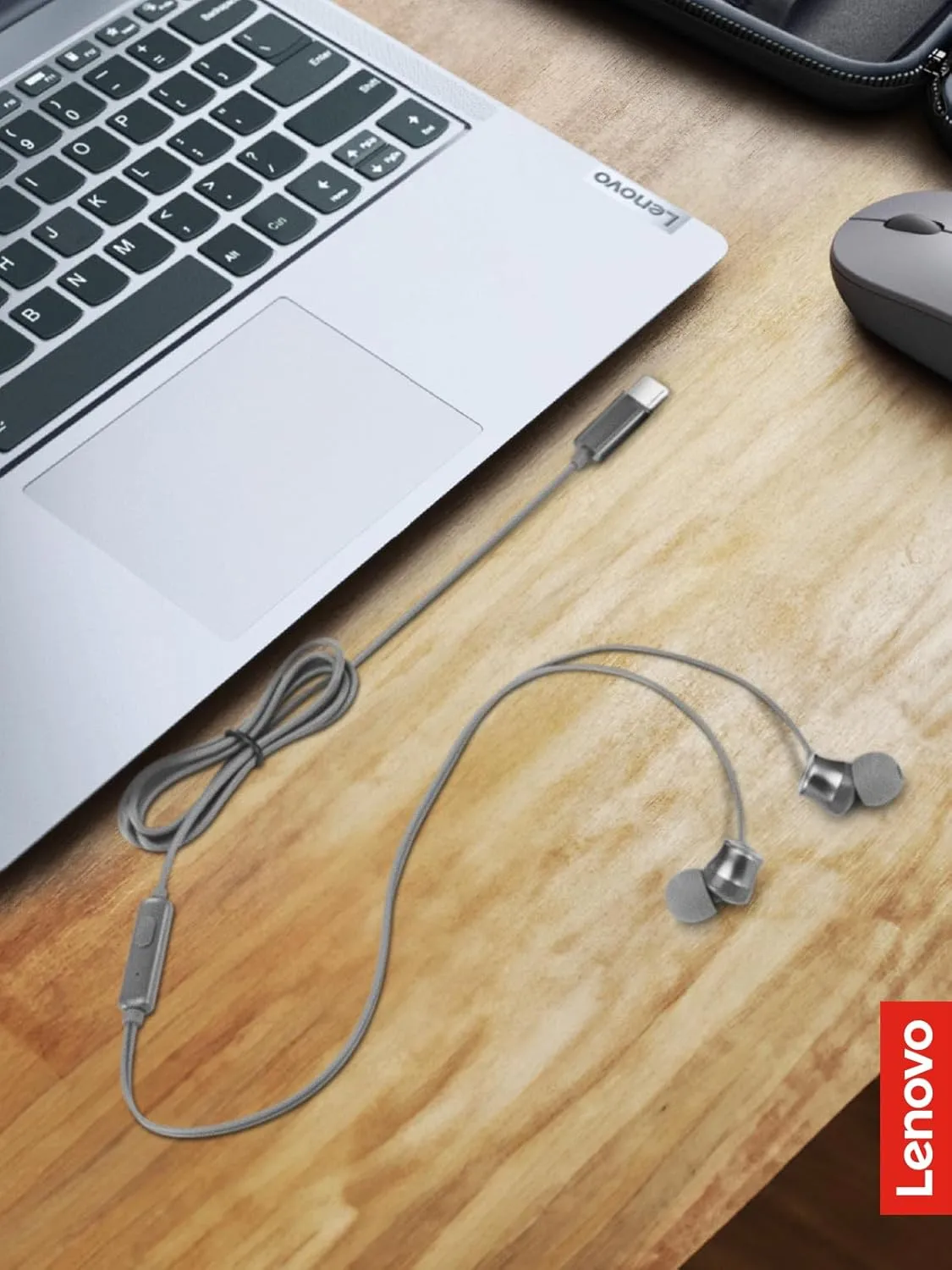 LENOVO In-Ear Wired Headphones with Microphone and 9mm Drivers