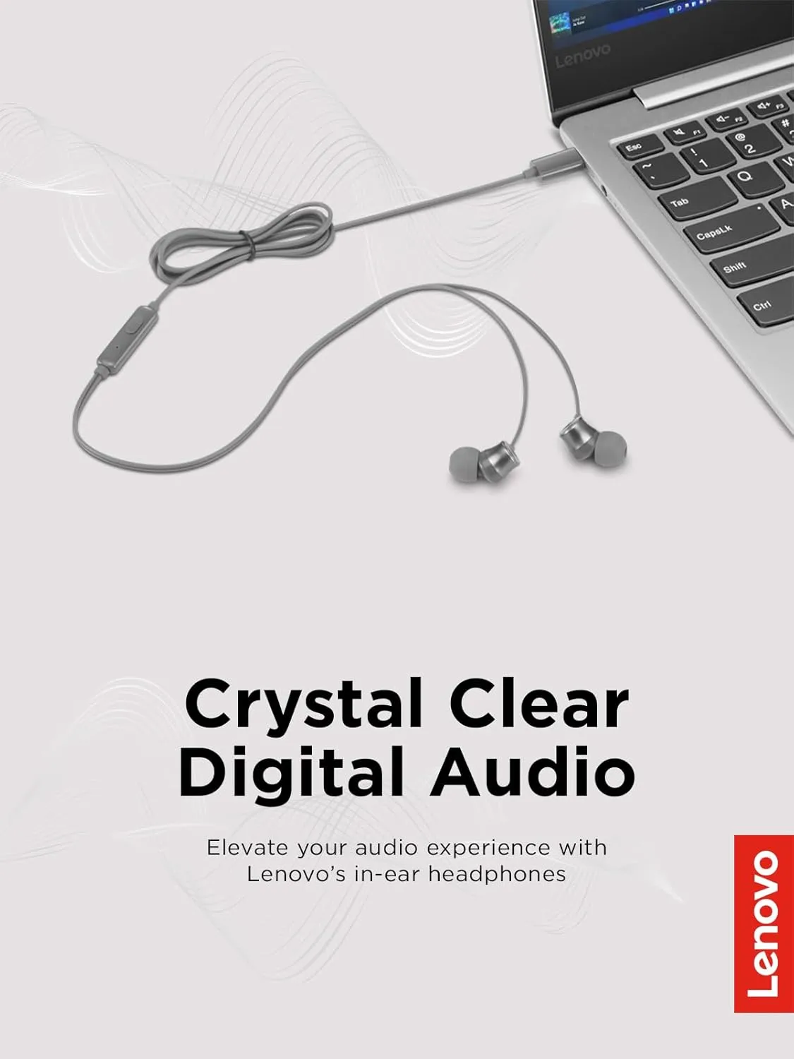 LENOVO In-Ear Wired Headphones with Microphone and 9mm Drivers