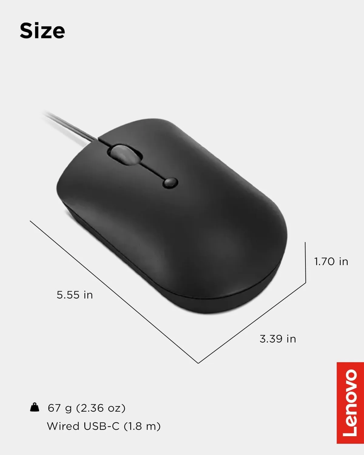 Lenovo USB-C Compact Wired Mouse