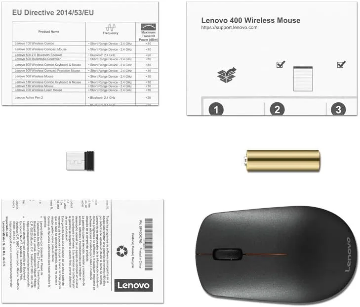 Lenovo 400 Wireless Optical Mouse, Black (GY50R91293)