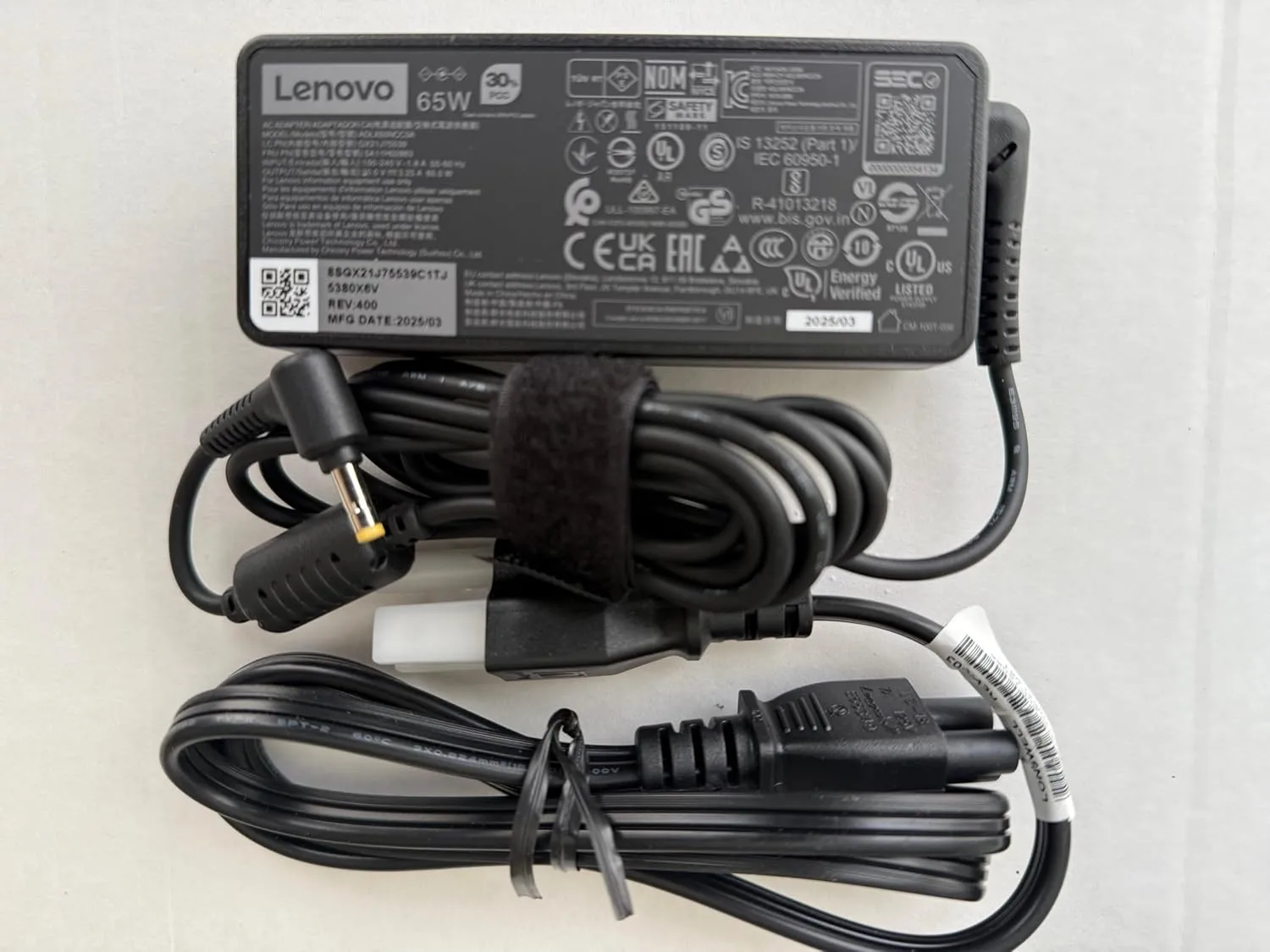 Lenovo 65W Round Tip AC Adapter(UL) - 65 W - 120 V AC, 230 V AC Input - 20 V DC Output - 3.25 A