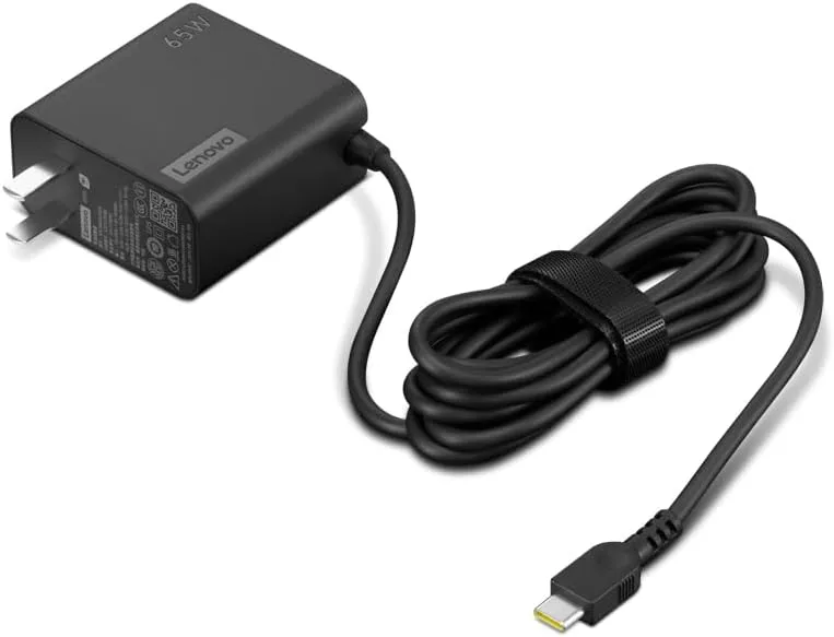 Lenovo USB-C 65W Wall Charger - PD 3.0 - Power Adapter for Laptop, Tablet, Notebook, USB-C Compatible Devices - Slim, Light and Portable with 6.5 Foot Cable - Black