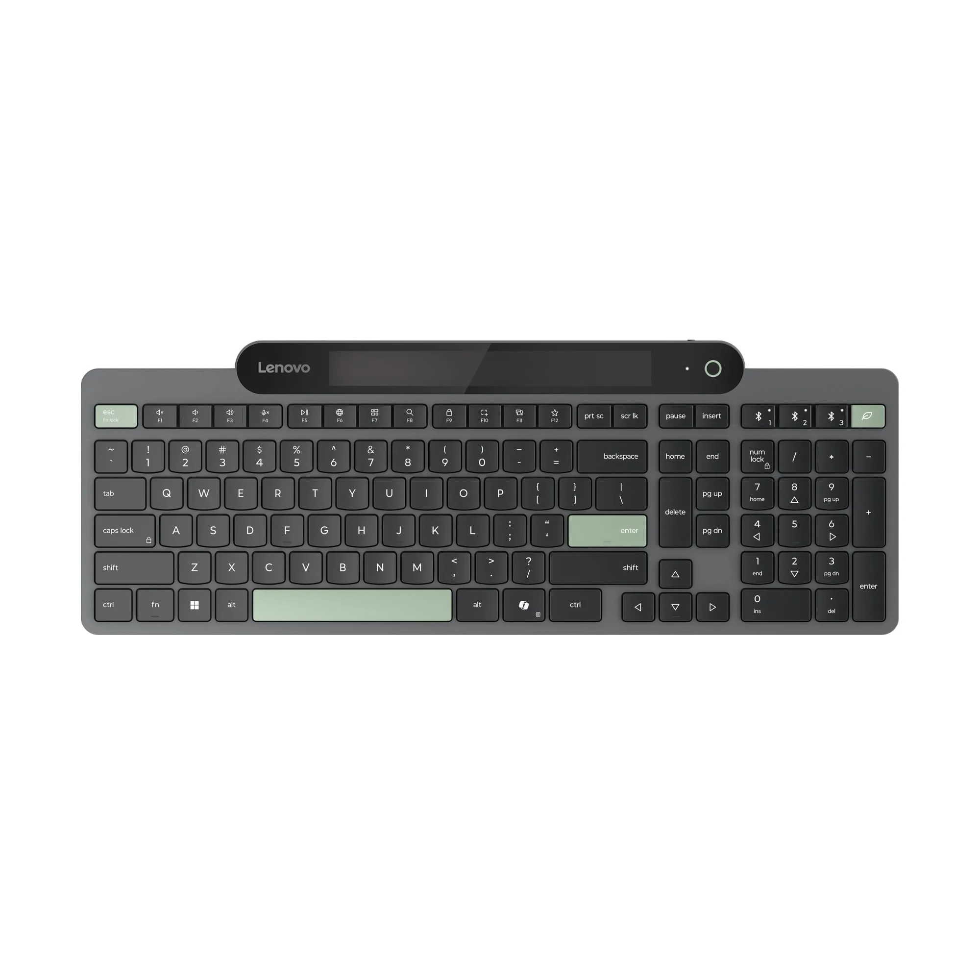 Lenovo 800 Self-Charging Bluetooth Keyboard, Battery-Free, Grey, Bluetooth 5.1