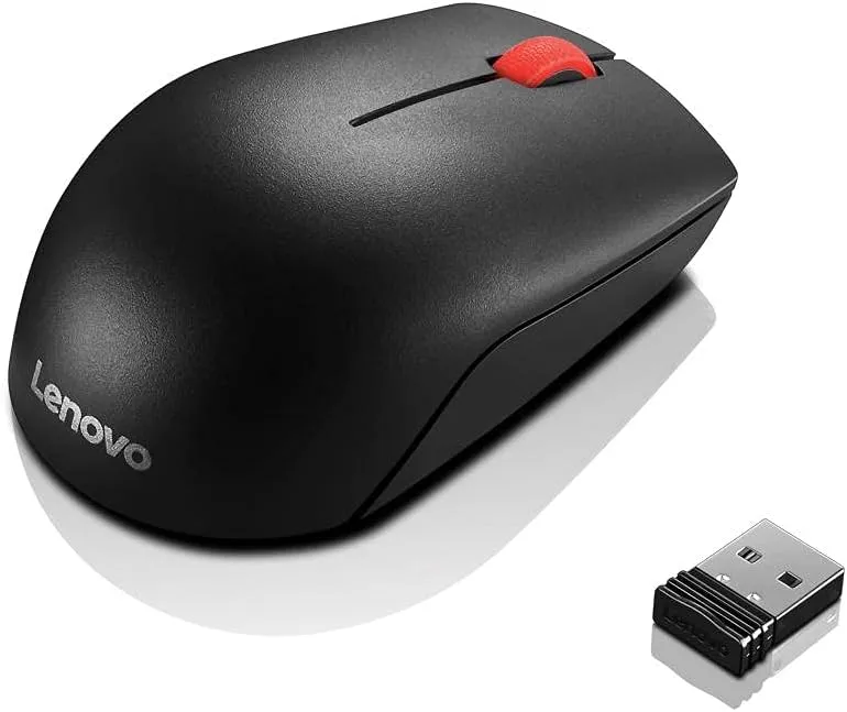 Lenovo Essential Compact Wireless Mouse - Optical - Radio Frequency - Black - USB - 1000 dpi - 3 Button(s) - Symmetrical