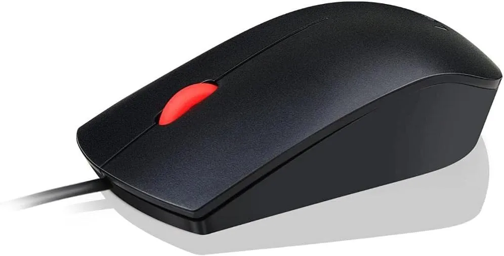 Lenovo Essential USB Mouse - Optical - Cable - Black - USB - 1600 dpi - Scroll Wheel - 3 Button(s) - Symmetrical - 1 Each