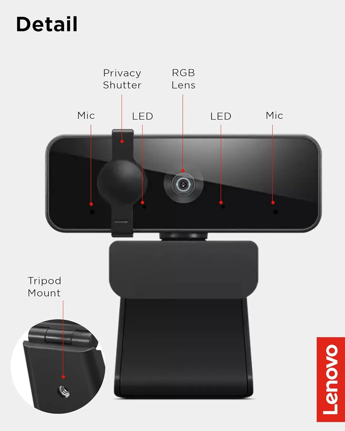 LENOVO FHD 1080P Webcam with Dual Microphones and Privacy Shutter