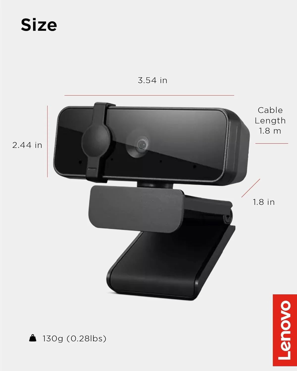 LENOVO FHD 1080P Webcam with Dual Microphones and Privacy Shutter