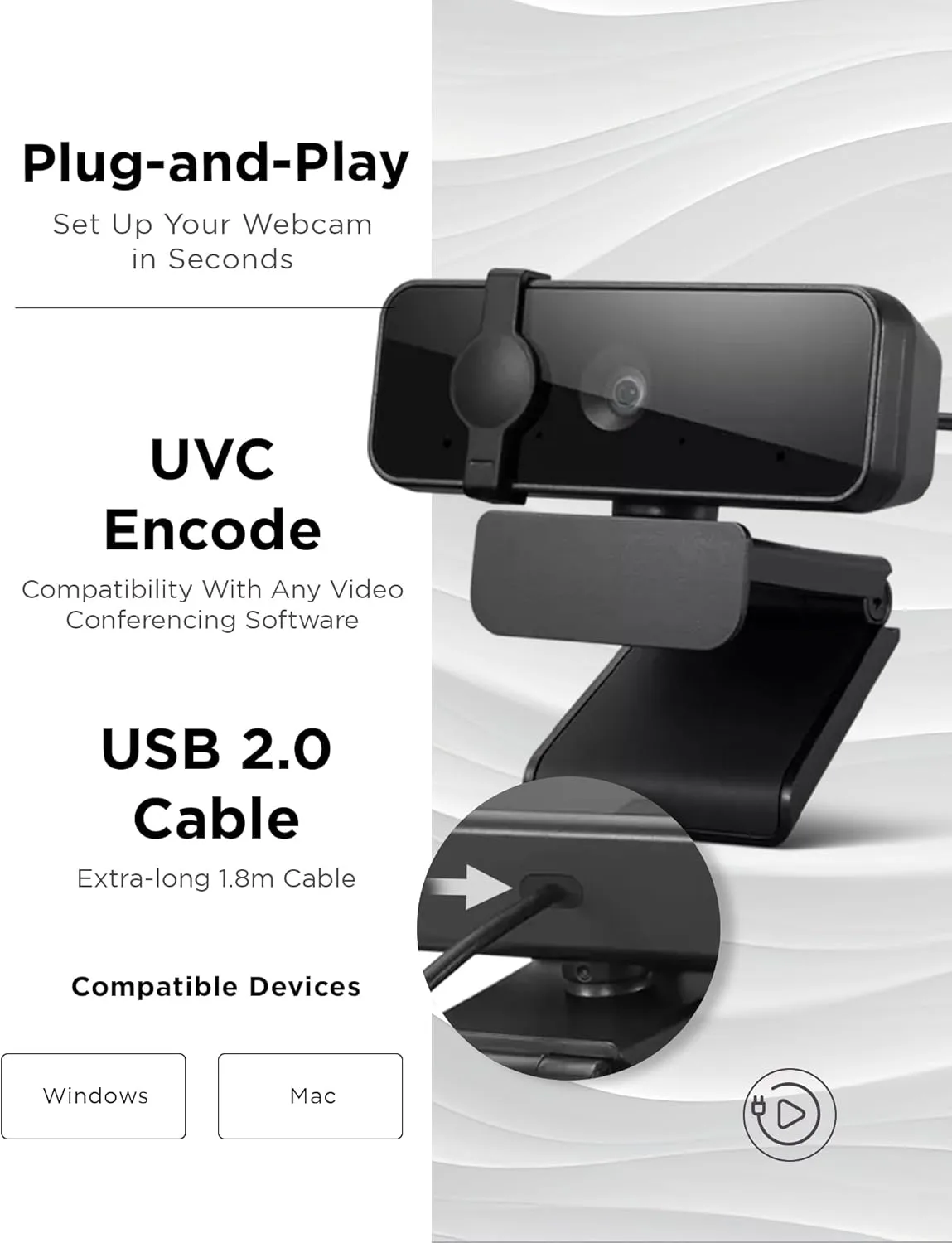 LENOVO FHD 1080P Webcam with Dual Microphones and Privacy Shutter
