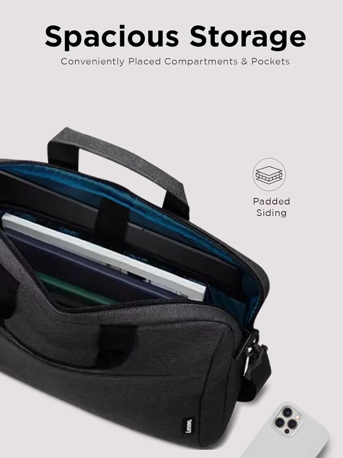 Lenovo Laptop Bag T210, Messenger Shoulder Bag for Laptop or Tablet, Sleek
