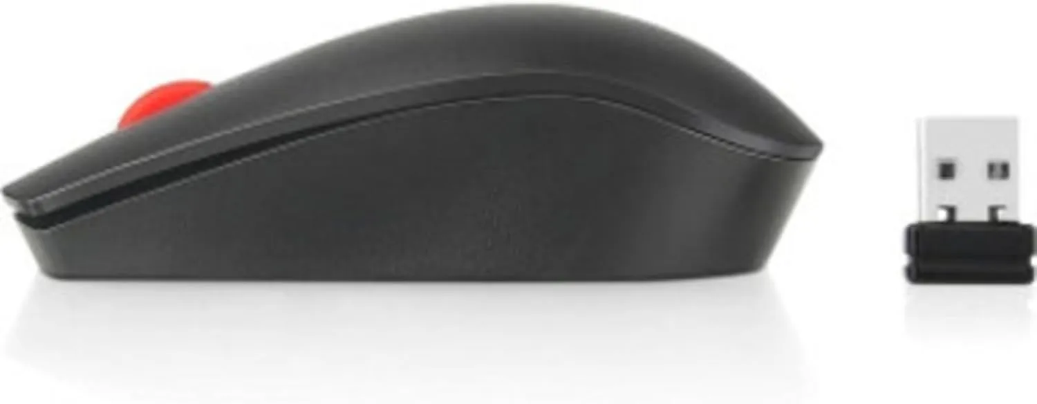 Lenovo ThinkPad Essential Wireless Mouse - Optical - Wireless - Radio Frequency - 2.40 GHz - Black - USB - Symmetrical