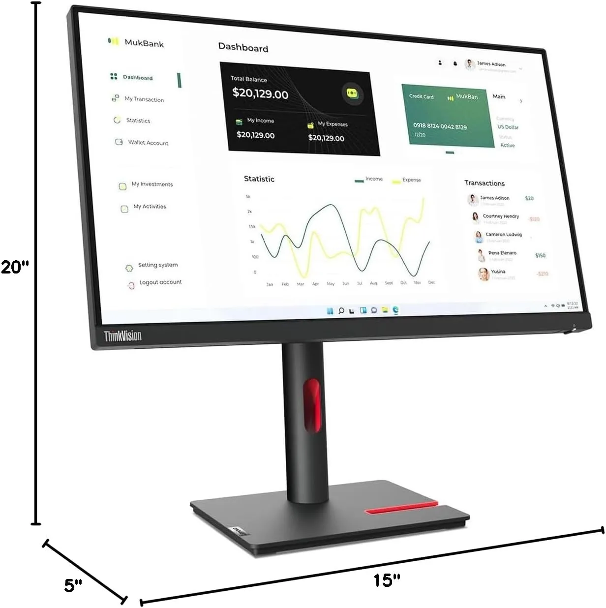 Lenovo ThinkVision P24h-30 24in Class WQHD LED Monitor - 63B3GAR6US