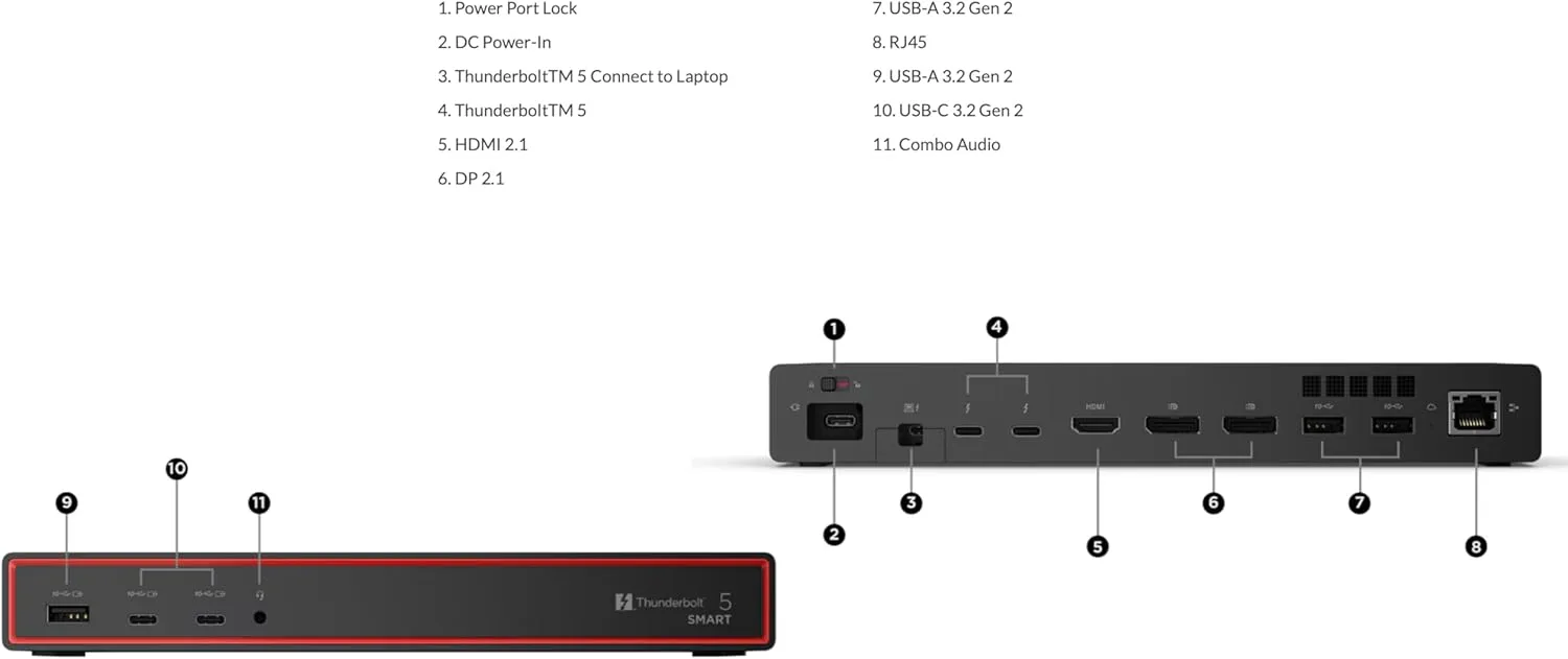 Lenovo ThinkPad Thunderbolt 5 Smart Dock 7500 (265W Adapter) 40BA0265US