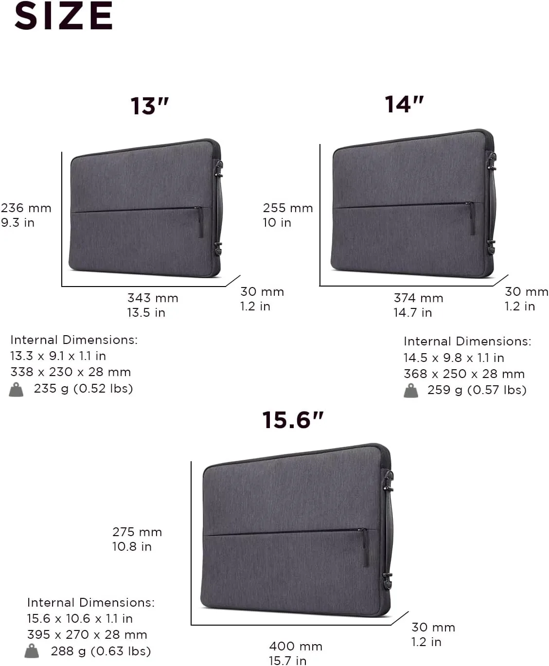 Lenovo Urban Laptop Sleeve 14 Inch - Water Resistant, Charcoal Grey
