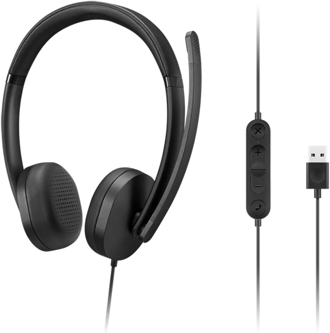 Lenovo Wired USB Headset for PC/Laptop, Lightweight 140g