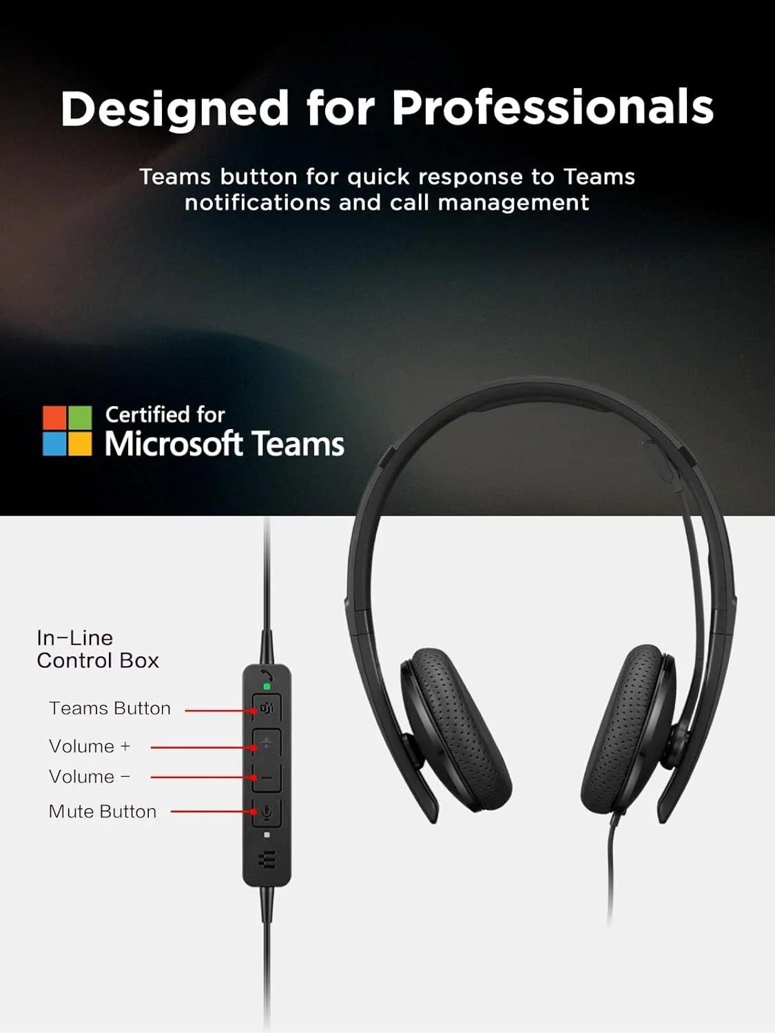 Lenovo Wired USB Headset for PC/Laptop, Lightweight 140g