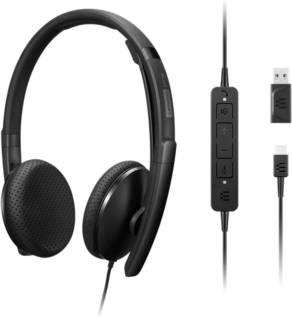 Lenovo Wired USB Headset for PC/Laptop, Lightweight 140g