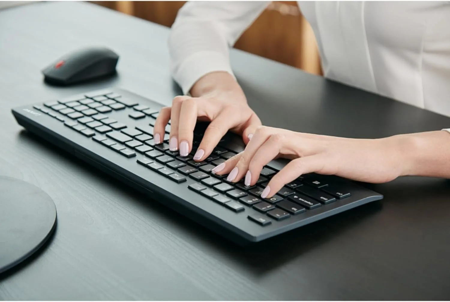 Lenovo Professional Wireless Keyboard and Mouse Combo, 2.4 GHz USB Wireless Receiver, Full Size Ambidextrous Mouse