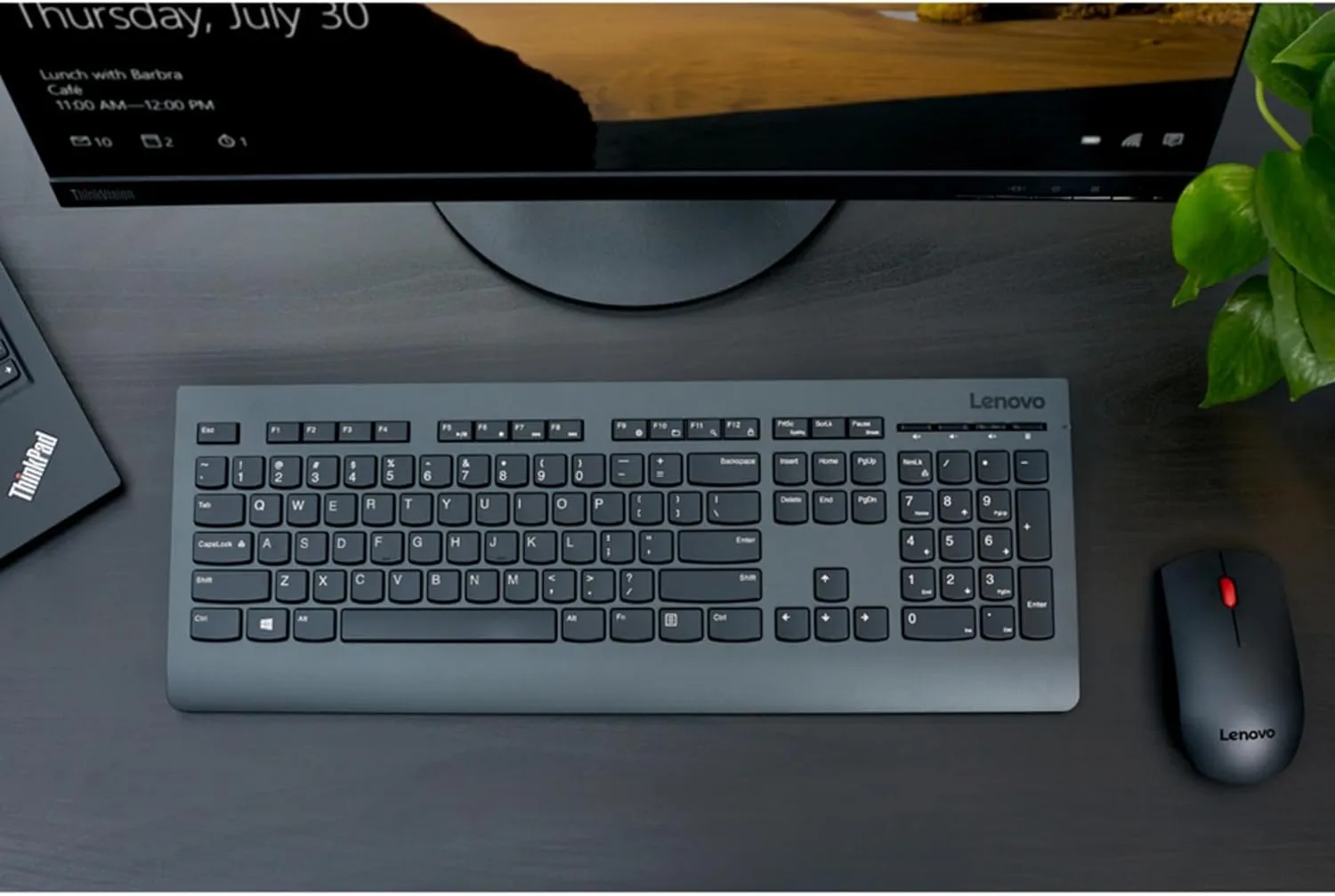Lenovo Professional Wireless Keyboard and Mouse Combo, 2.4 GHz USB Wireless Receiver, Full Size Ambidextrous Mouse