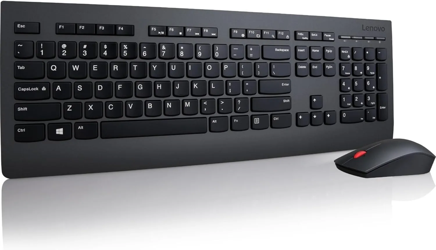 Lenovo Professional Wireless Keyboard and Mouse Combo, 2.4 GHz USB Wireless Receiver, Full Size Ambidextrous Mouse