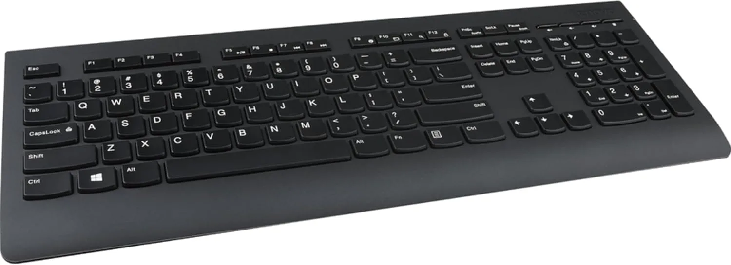 Lenovo Professional Wireless Keyboard and Mouse Combo, 2.4 GHz USB Wireless Receiver, Full Size Ambidextrous Mouse