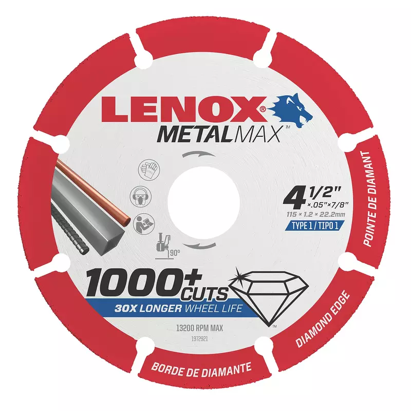 Lenox Metalmax 4 1/2 Inch Segmented Rim Diamond Cutting Wheel for Metal