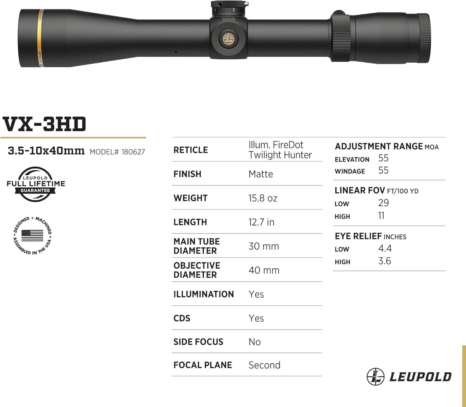 Leupold VX-3HD Riflescope with CDS-ZL ZeroLock Dial