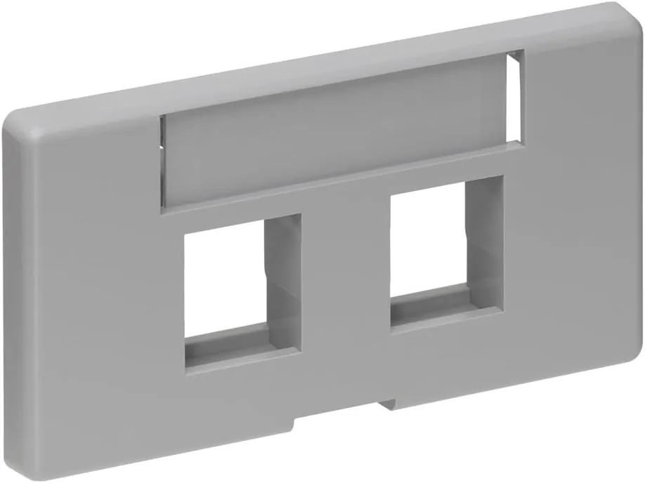 Leviton 2-Port QuickPort Modular Furniture Faceplate, 49910-SG2, Grey
