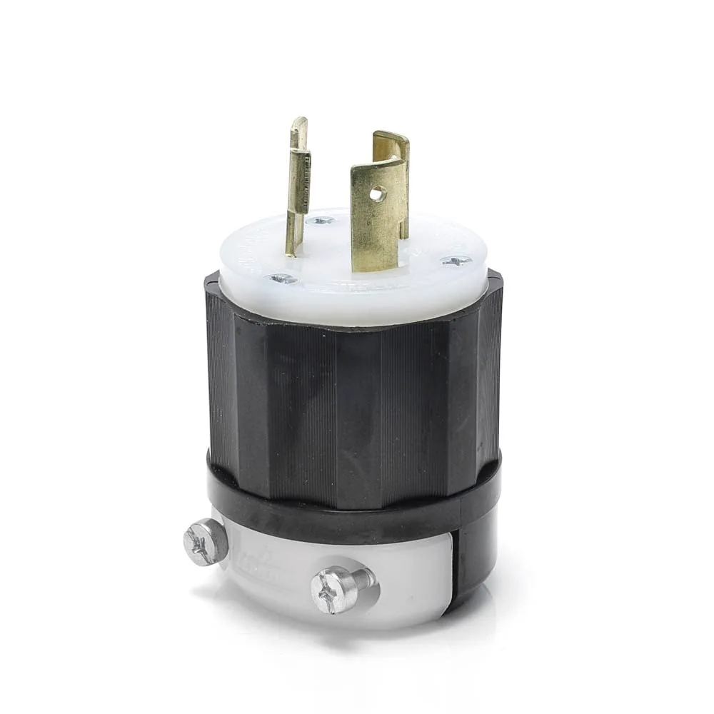 Leviton 30 Amp 250 Volt NEMA L6-30P 2P 3W Locking Plug Industrial Grade Grounding, White, 2621 One Size