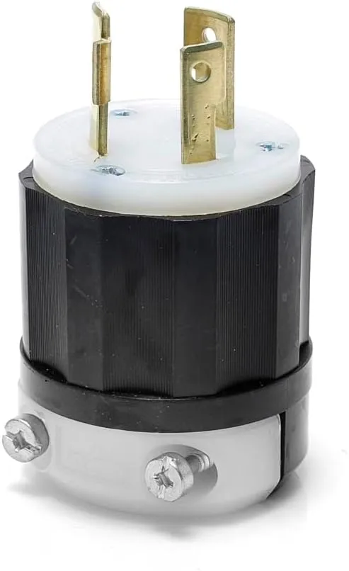Leviton 30 Amp, 480 Volt, NEMA L8-30P, 2P, 3W, Locking Plug, Industrial Grade, Grounding, 2641, Black-White