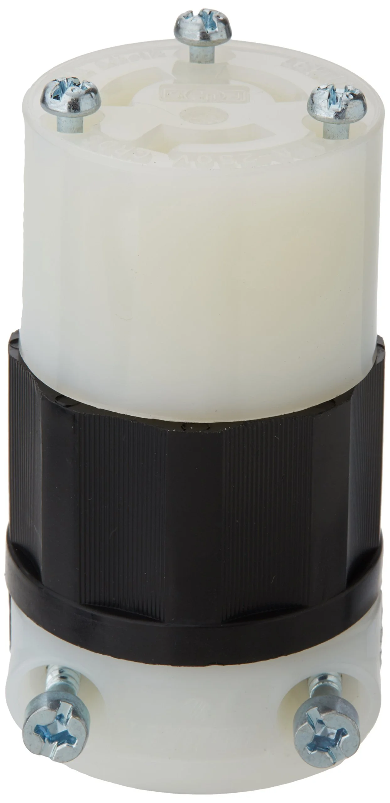 Leviton 15 Amp, 250 Volt, NEMA L6-15R, 2P, 3W, Locking Connector, Industrial Grade, Grounding, 4579-C, Black-White