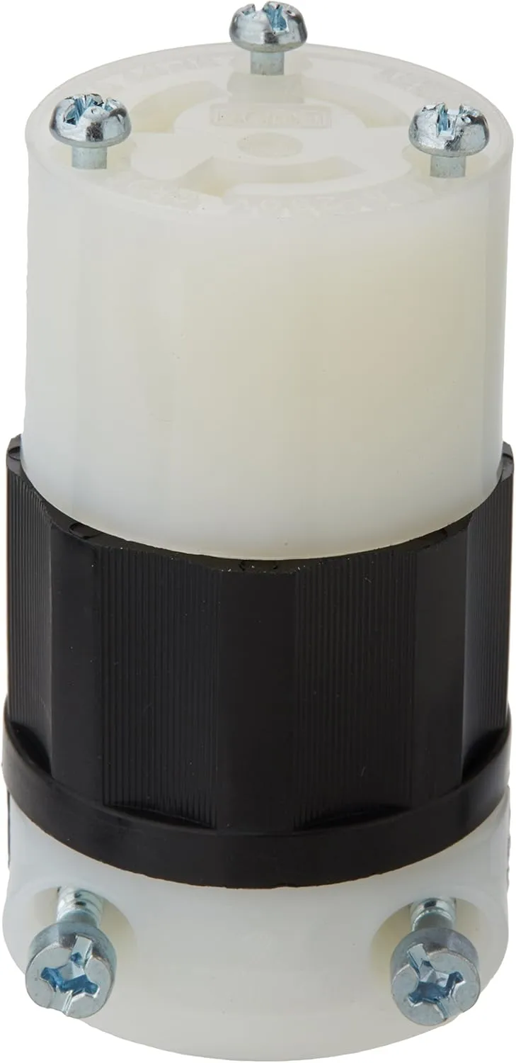 Leviton 15 Amp, 250 Volt, NEMA L6-15R, 2P, 3W, Locking Connector, Industrial Grade, Grounding, 4579-C, Black-White