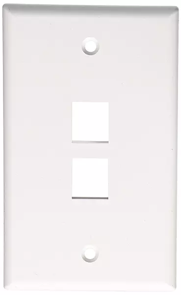 Leviton Quickport Wallplate, Single Gang, 2-Port, 41080-2WP, White 1 Count (Pack of 1) 2-Port