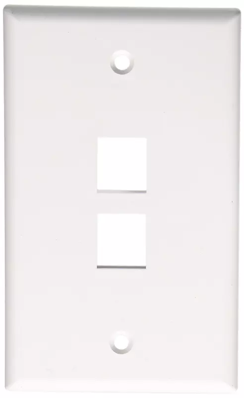 Leviton Quickport Wallplate, Single Gang, 2-Port, 41080-2WP, White 1 Count (Pack of 1) 2-Port
