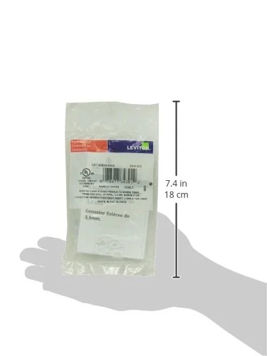 Leviton QuickPort Snap-In Module with 3.5mm Stereo Jack, Female To Screw Terminal, 40839-SWS, White