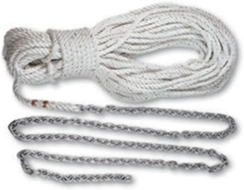 LEWMAR Anchor Rode 15' 1/4" G4 Chain 200' 1/2" Rope & 5/16" Shackle