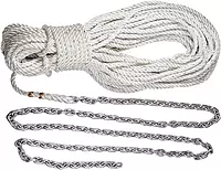 Lewmar Boat Anchor Rode for Windlasses - 5' 1/4" G4 Chain, 100' 1/2" Rope with 5/16" Shackle, High-Test-Rated Galvanized Links, Hand-Sewn Whipping